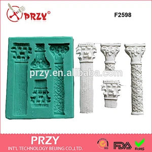 F2598 PRZY Beijing Silicone Mould ANCIENT COLUMN 3 Sugarcraft Cake Decorating Fondant / fimo mold
