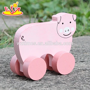 2018 New design baby wheels wooden pig toys best sale kids wooden pig toys top fashion children wooden pig toys W04A321