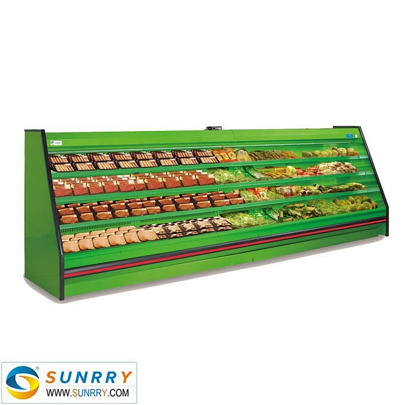 New Design Supermarket Open Vegetable Showcase Cooler and Curtain Showcase