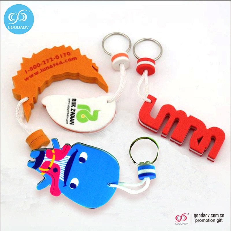 Hot selling advertising gift eva foam floating keychain with custom printed logo