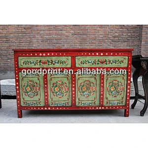 Antique Tibet painted style antique furniture cabinet , Antique Furniture