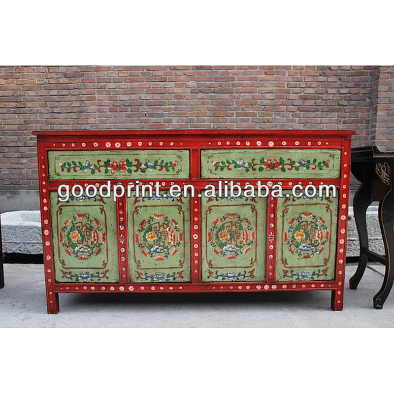 Antique Tibet painted style antique furniture cabinet , Antique Furniture