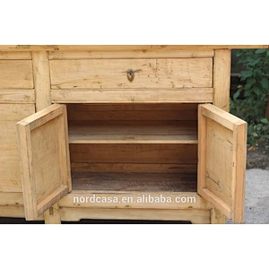 Antique reproduction natural raw sideboard buffet cabinet
