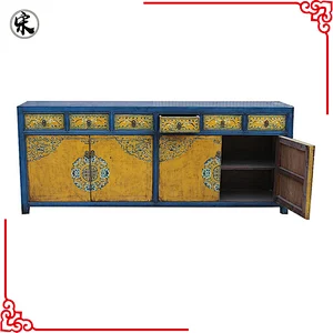 chinese antique solid wood pine painted furniture for stores