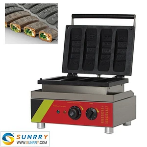 Professional electric 4 pcs hot dog stuffed waffle baking machine