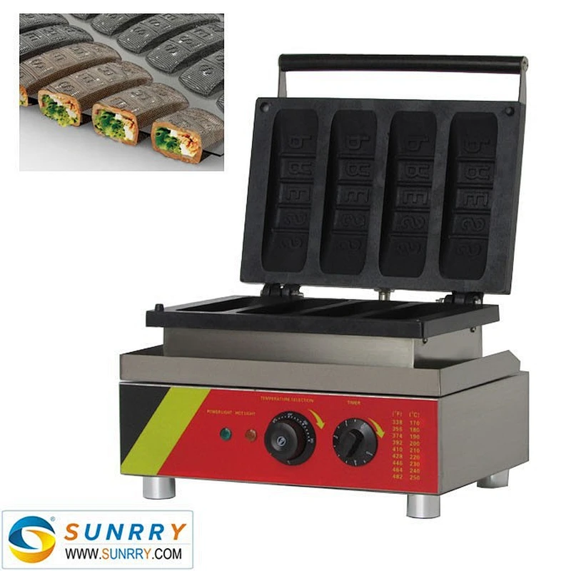 Professional electric 4 pcs hot dog stuffed waffle baking machine