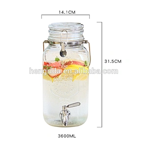 high quality 4L glass dispenser with clip lid for beverange and juice