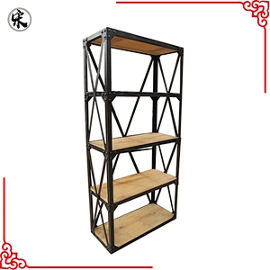 Retro used wood vintage Industrial Storage Metal Furniture