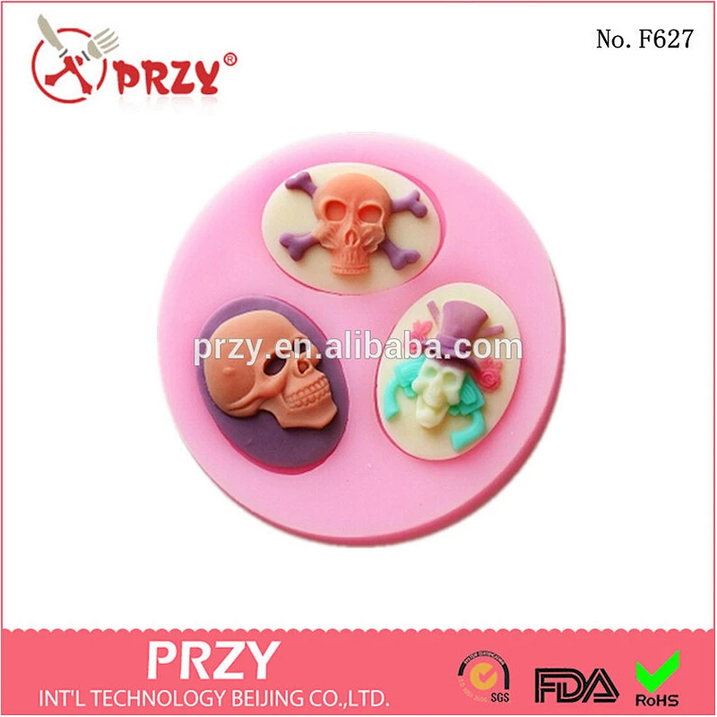 silicone Halloween Skull shaped fondant mold
