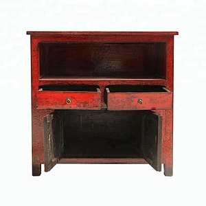 chinese old rustic vintage lacquered storage red shining store furniture