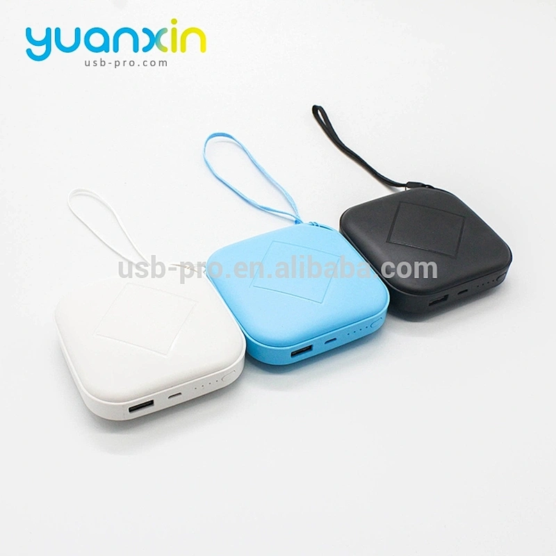 6000mah Plastic Black and White Blue Powder Color Cube Stylish Rechargeable Power Bank