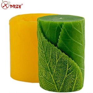 Cylinder with leaves 3D mold silicone soap mold silicone candle mold