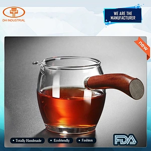 玻璃茶壶玻璃花茶杯木把手