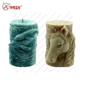 Retro 3D Elephant silicone Soap mould rubber Candle Mold Horsehead Silicone dolphin Cake Molds