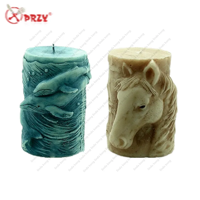 Retro 3D Elephant silicone Soap mould rubber Candle Mold Horsehead Silicone dolphin Cake Molds