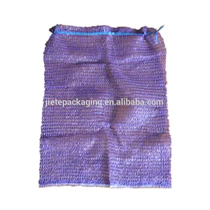 Cheap purple plastic drawstring raschel mesh bag for onion,garlic,orange