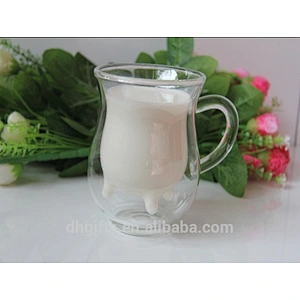 transparent 250ml Double Wall high borosilicate glass Mugs with handle for milk coffee