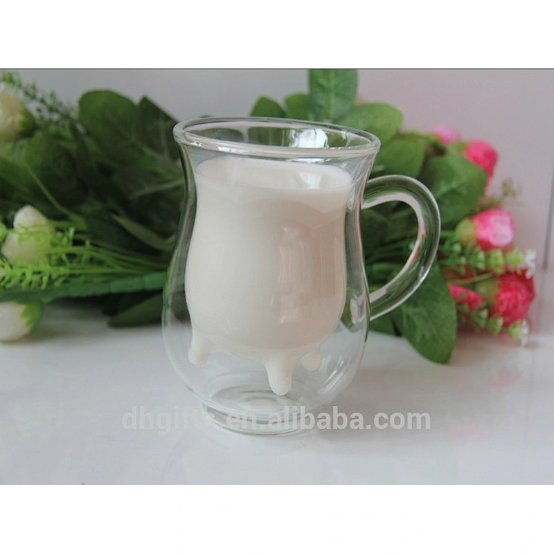 transparent 250ml Double Wall high borosilicate glass Mugs with handle for milk coffee