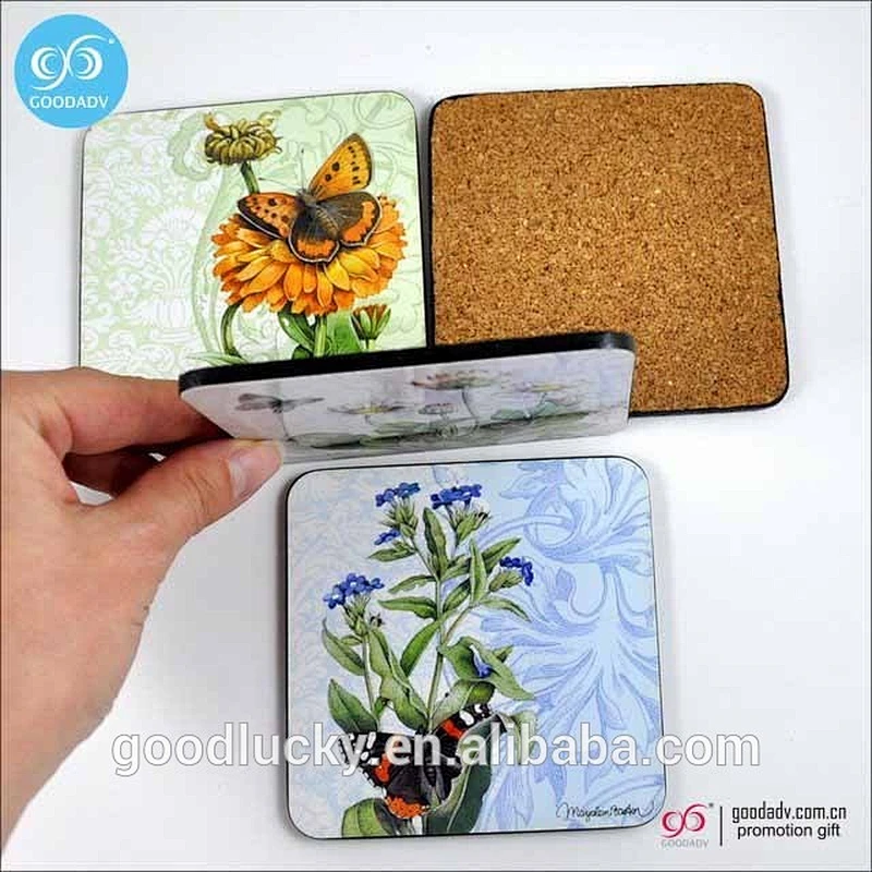 Promotion customized printed hot selling new designed family cleaning cork coasters