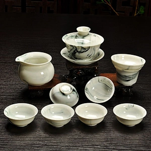 Crystal chinese paintings pattern porcelain cup sets for business box