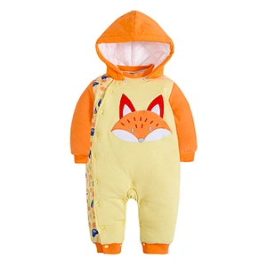 Wuawua Baby Rompers winter padded hoody Romper Infant Jumpsuit Long Sleeve Kids Boys Girls Wear fox style