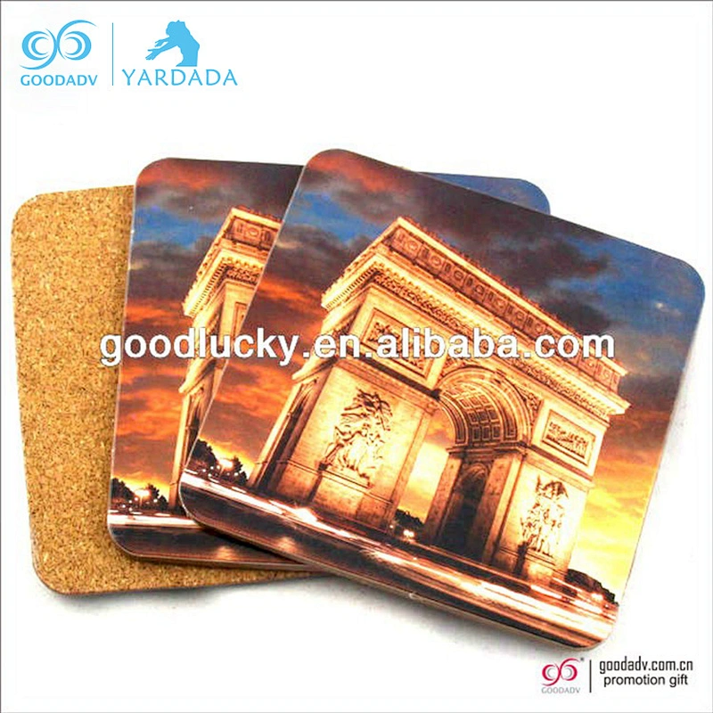 High Quality Hot Sale Custom Printed Souvenir MDF Cork Wood Coaster