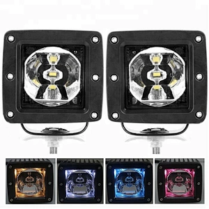 Remote Control 3Inch Cube LED Pods 15W Backlit RGB Work lights