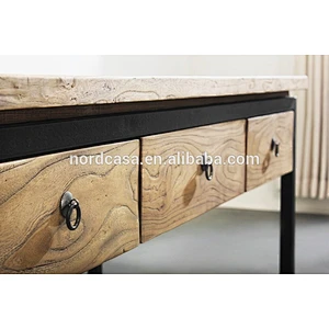 Antique Industrial Iron Natural Console Table