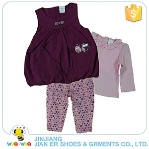Wholesale fashion style 3 pieces kids girls boutique clothes set