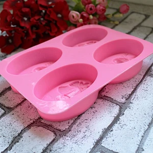 4 holes handmade oval christmas bell elk shape silicone soap mold