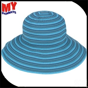2017 hot sale ladies crushable promotional foldable color stripe hat