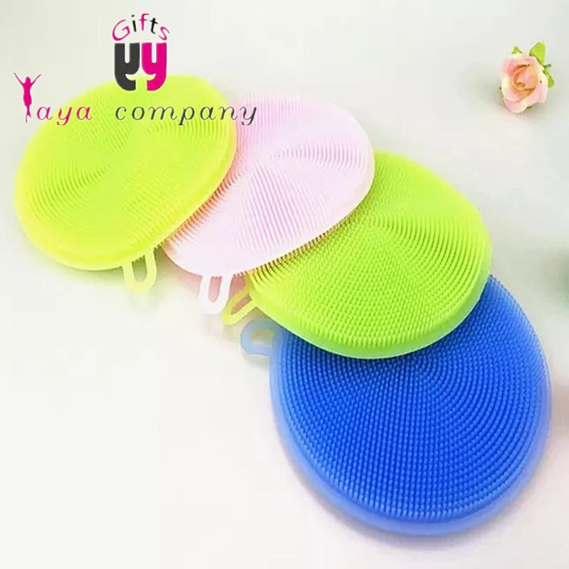Oval shaped Soft food grade silicone cleaning dish brush