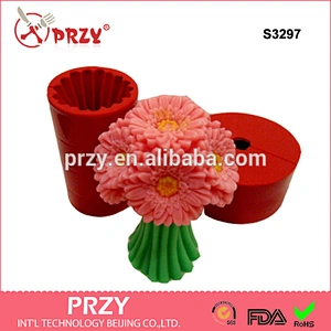 S3297 No bows gerberas flower custom silicone soap molds, flower gerberas soap mold silicone