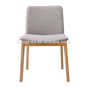 grey cushion dinning chair with solid wood frame