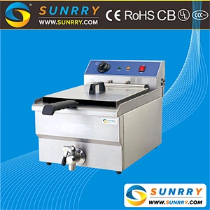 Table top french fryer machine for frying fries stainless steel 16l with deep fryer pan (SY-TF116V SUNRRY)
