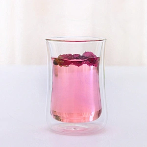 Graceful cup body double layers cup 300ml beer glass cup for flower tea