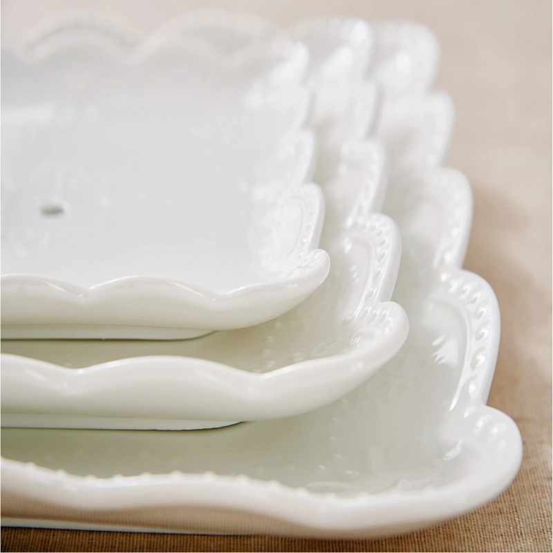 Handmade three-layer divided ceramic dinner plate restaurant for wedding decorate