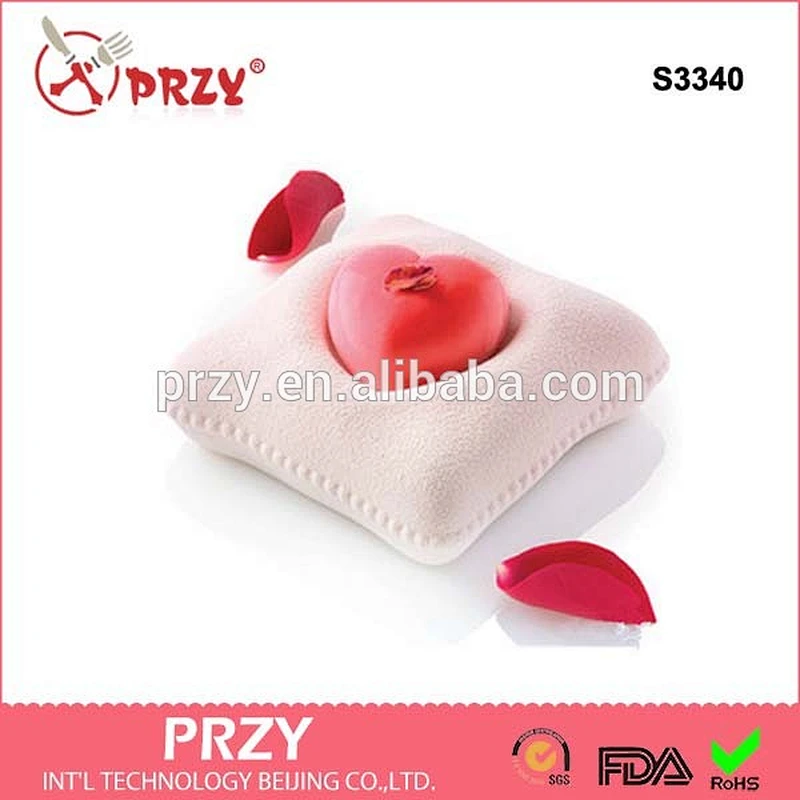 S3340 3d pillow with heart shape handmade silicone mould pillow shape silicone candle moulds