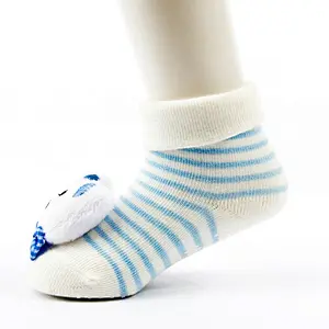 Oem Custom 3d cartoon pattern newborn cotton ankle socks non slip infant rubber sole toddler Socks baby cute kids
