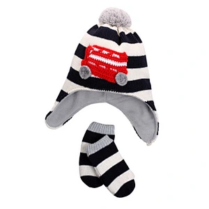 Sweet Warm Winter Kids Knitted Socks And Hat Set Wholesale