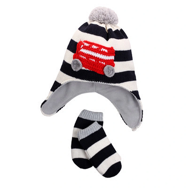 Sweet Warm Winter Kids Knitted Socks And Hat Set Wholesale