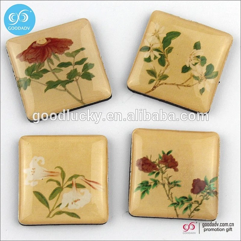 Guangzhou fridge magnet custom magnet stickers transparent square resin magnet