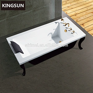 72 Inch Portable Square Clawfoot Soaking Feet Acrylic Black Bath Tub