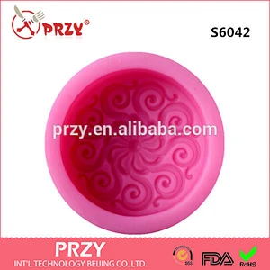 Decorative pattern round shape silicone soap mold handmade soap mold