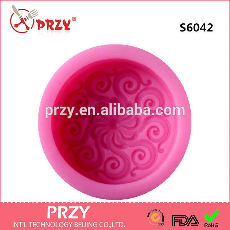 Decorative pattern round shape silicone soap mold handmade soap mold