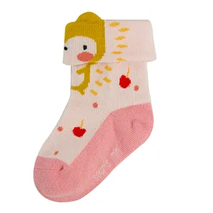 High Quality 3D Knitting Turn Over Vivid Color Animal Baby Girl Socks