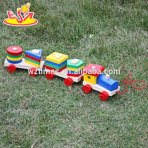 wholesale high quality children wooden pull car toy cheap baby wooden pull car toy W05C034