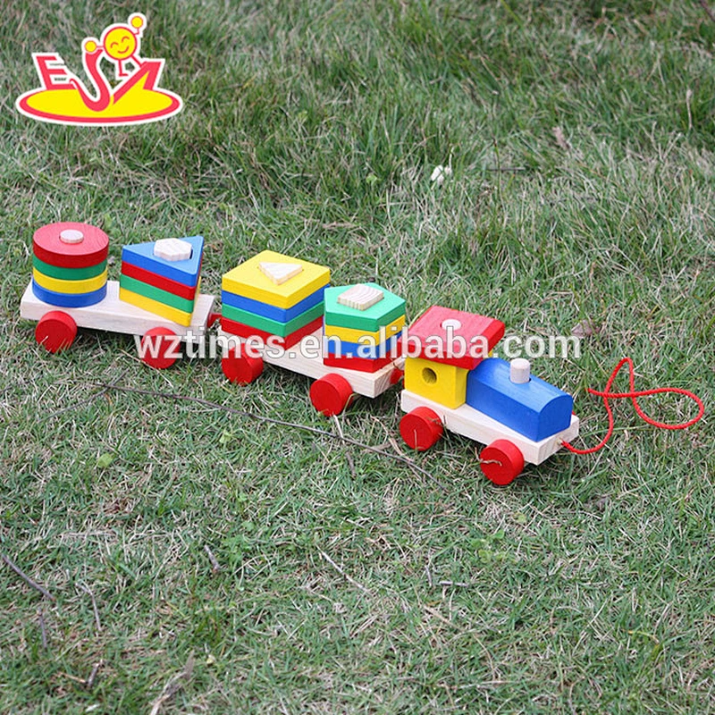 wholesale high quality children wooden pull car toy cheap baby wooden pull car toy W05C034