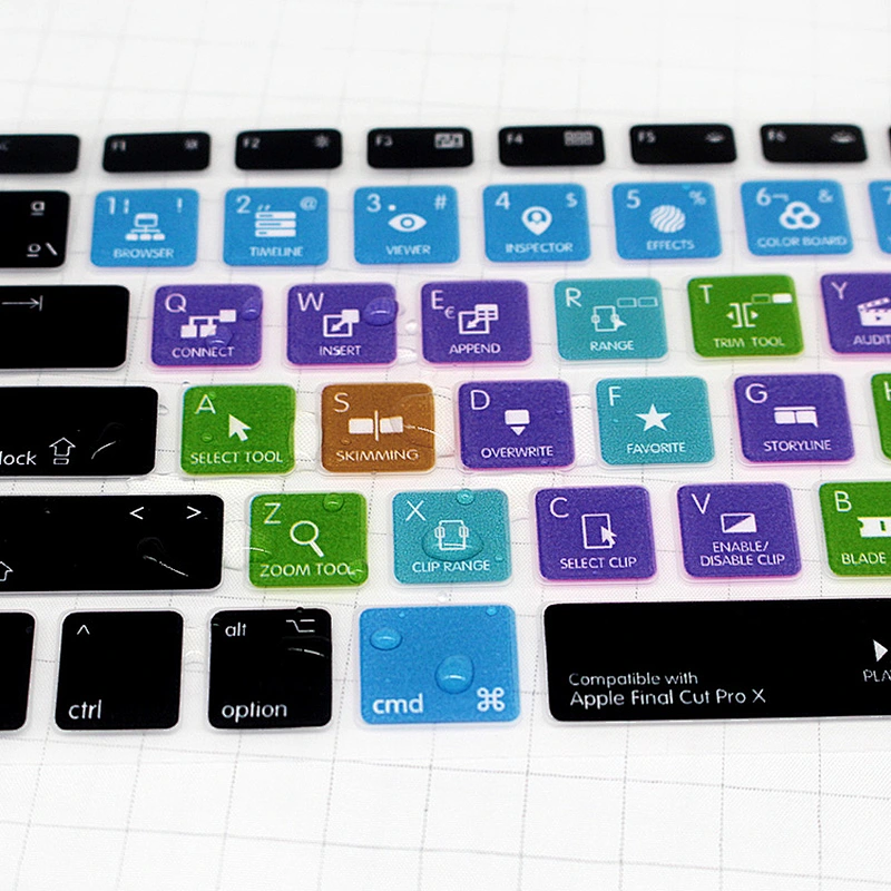 Ali baba in Spanish Express China Factory Final Cut Pro X Shortcut silicone key cover Keypad  For mac book pro laptop computer