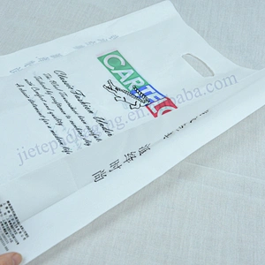 Customized pe plastic packaging bag with logo,D handle for clothes,shoes,shopping,marekt